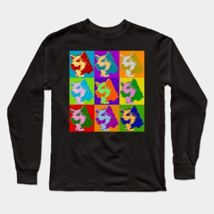 Shiba Inu Dog Lovers Pop Art Style Retro Design Gift for Mom Long Sleeve T-Shirt